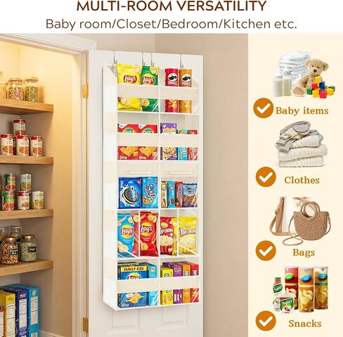 Extra Large Door Storage of 8 Compartments & 2 Drawers | 20" wide, 80 lbs for heavy family use, 10 side pockets, fits doors for closet, nursery, entryway, dorm, RV, laundry room in Saudi Arabia