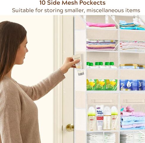 Extra Large Door Storage of 8 Compartments & 2 Drawers | 20" wide, 80 lbs for heavy family use, 10 side pockets, fits doors for closet, nursery, entryway, dorm, RV, laundry room in Saudi Arabia