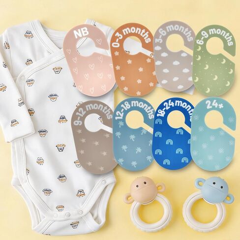 Baby Closet Dividers - Size Tag - 8-Piece Plastic Baby Clothes Organizer Hanger with Double-Sided Designs - Nursery Organization for Baby Clothing Newborn to 2T Girl & Boy (A Solid Multi-Color) in Saudi Arabia