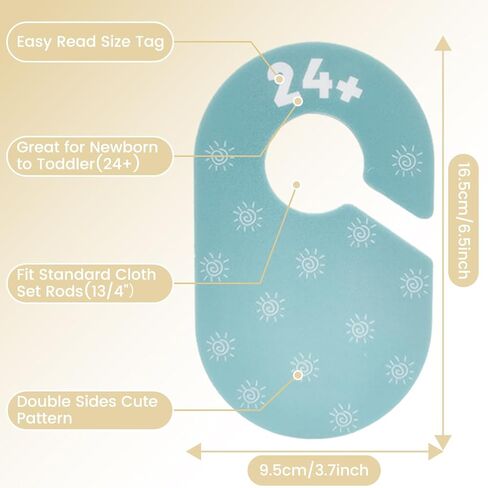 Baby Closet Dividers - Size Tag - 8-Piece Plastic Baby Clothes Organizer Hanger with Double-Sided Designs - Nursery Organization for Baby Clothing Newborn to 2T Girl & Boy (A Solid Multi-Color) in Saudi Arabia