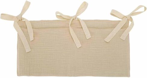 Cotton Hanging Storage Organizer for Nursery - 2-Pocket Baby Crib & Toy Storage Bag, Breathable Multi-Purpose Nursery Organizer (wheat-colored) in Saudi Arabia