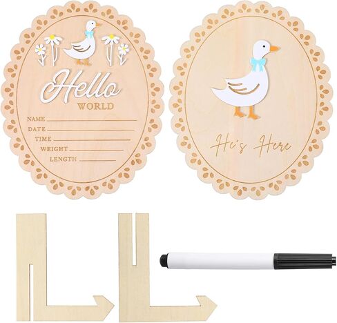 Baby Announcement Sign, Wooden Hello World Newborn Welcome Sign, She’s Here Card Birth Stats Signs Newborn Photo Prop, Monthly Milestone Wood Discs(Pink) in Saudi Arabia