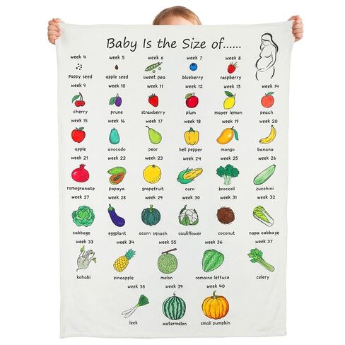 Tegeme Pregnancy Gifts for Expecting New Mom Blanket First Trimester Essentials Weekly Baby Growth Tracker in Fruit Veg Pregnancy Congratulation Gift for Expecting Parents Couple Countdown Maternity in Saudi Arabia