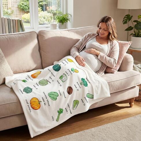 Tegeme Pregnancy Gifts for Expecting New Mom Blanket First Trimester Essentials Weekly Baby Growth Tracker in Fruit Veg Pregnancy Congratulation Gift for Expecting Parents Couple Countdown Maternity in Saudi Arabia