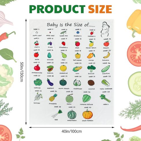 Tegeme Pregnancy Gifts for Expecting New Mom Blanket First Trimester Essentials Weekly Baby Growth Tracker in Fruit Veg Pregnancy Congratulation Gift for Expecting Parents Couple Countdown Maternity in Saudi Arabia