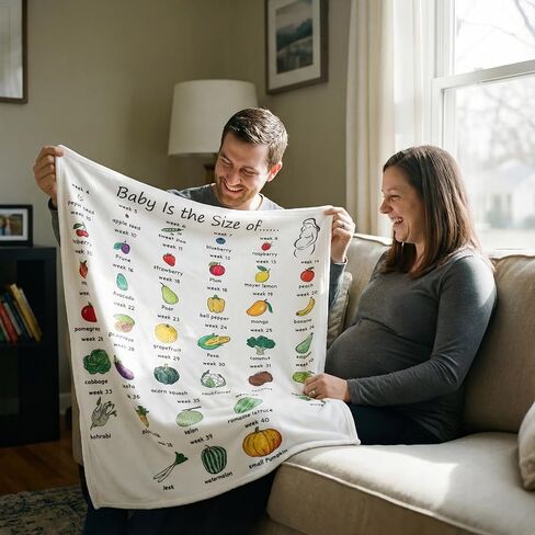 Tegeme Pregnancy Gifts for Expecting New Mom Blanket First Trimester Essentials Weekly Baby Growth Tracker in Fruit Veg Pregnancy Congratulation Gift for Expecting Parents Couple Countdown Maternity in Saudi Arabia