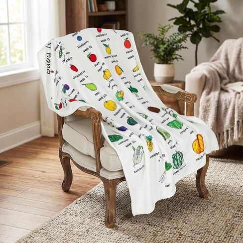 Tegeme Pregnancy Gifts for Expecting New Mom Blanket First Trimester Essentials Weekly Baby Growth Tracker in Fruit Veg Pregnancy Congratulation Gift for Expecting Parents Couple Countdown Maternity in Saudi Arabia
