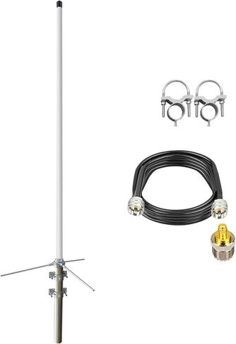 هوائي قاعدة GMRS 462-467 ميجا هرتز مع كابل 32 قدمًا - هوائي محطة قاعدة من الألياف الزجاجية عالي الكسب 7.5 ديسيبل لمكرر GMRS والراديو المحمول، موصل UHF أنثى (SO-239) in Kuwait