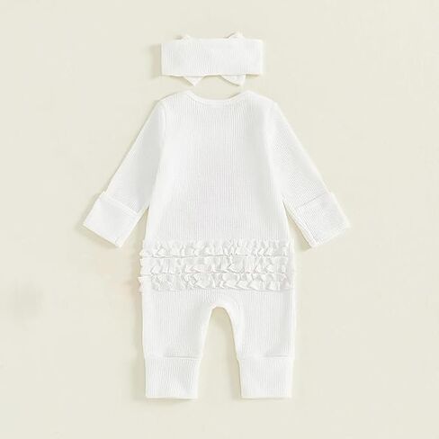Newborn Baby Girl Clothes Long Sleeve Crew Neck Letter Embroidery One Piece Romper Jumpsuit Infant Fall Winter Outfit in Saudi Arabia
