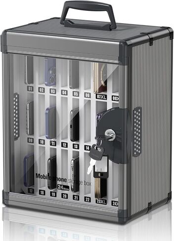 36 Slots Cell Phone Locker for Classroom, Portable Mobile Phone Storage Box with Handle, Phone Lock Box Wall Mounted (Black) in Saudi Arabia