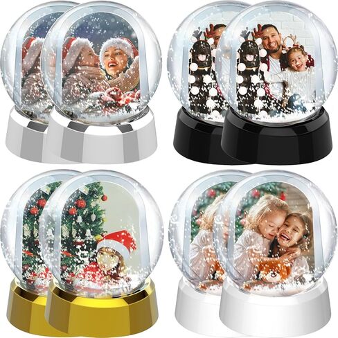 6 Pack Christmas Photo Snow Globe DIY Liquid Photo Frame Craft Floating Water Frame Tabletop Display Snow Globes for Family Friends Christmas Thanksgiving Gifts (6, Black, Silver, Gold) in Kuwait