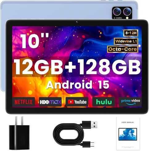 تابلت أندرويد 10 بوصة 2026، تابلت أندرويد 15، ذاكرة وصول عشوائي 12 جيجابايت، ذاكرة تخزين داخلية 128 جيجابايت (512 جيجابايت TF)، معالج رباعي النواة، شاشة IPS عالية الدقة 1280 × 800، بلوتوث، تابلت واي فاي للبالغين/كبار السن، رمادي in Kuwait