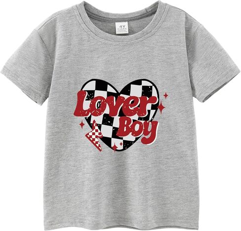 Toddler Valentine T-Shirt Boys Girls Cotton Cute Love Heart Graphic Tee Tops in Kuwait