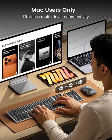 ماوس لوحة مفاتيح بلوتوث بإضاءة خلفية من ProtoArc لجهاز Mac، KM110-A لوحة مفاتيح وماوس لاسلكي من الألومنيوم لجهاز Mac، حجم كامل، متعدد الأجهزة، قابل لإعادة الشحن، لجهاز MacBook Pro/Air، iPad، iMac - رمادي فضائي in Saudi Arabia