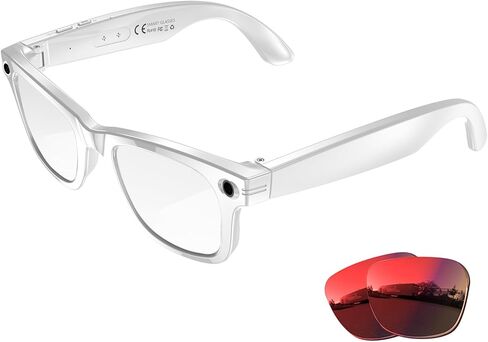 نظارات ذكية بتقنية الذكاء الاصطناعي مع كاميرا بدقة 8 ميجابكسل، فيديو بدقة 4K وصور عالية الدقة، صوت بلوتوث، مساعد صوت بتقنية الذكاء الاصطناعي، ترجمة فورية، التعرف على الكائنات، مكالمات إلغاء الضوضاء، عدسات فوتوكروميك + 2 نظارات شمسية in Kuwait