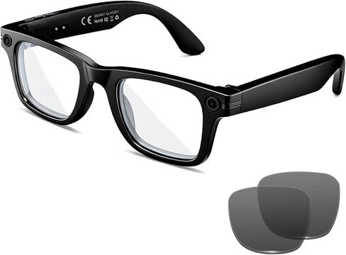 AI Smart Glasses with 8MP Camera, 4K Video & HD Photo, Bluetooth Audio, AI Voice Assistant, Real-Time Translation, Object Recognition, Noise-Cancel Calls, Photochromic +2 Sunglasses Lenses in Saudi Arabia