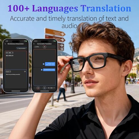 AI Smart Glasses with 8MP Camera, 4K Video & HD Photo, Bluetooth Audio, AI Voice Assistant, Real-Time Translation, Object Recognition, Noise-Cancel Calls, Photochromic +2 Sunglasses Lenses in Saudi Arabia