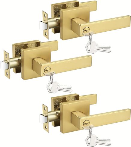 Probrico 6 Pack Entry Door Lever with Lock and Key,Entrance Door Handles for Office and Front Door,Matte Black Door Knobs Keyed Alike Same Key Lockset (Each with 3 Keys) in Saudi Arabia
