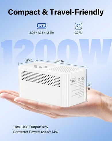 محول الجهد الكهربي من الولايات المتحدة إلى أوروبا، محول الجهد الكهربي للسفر للتنحي من 220 فولت إلى 120 فولت، محول الطاقة مع منفذي USB-A 2 USB-C ومحولات قابس السفر في المملكة المتحدة/الاتحاد الأفريقي/الولايات المتحدة/تكنولوجيا المعلومات/الأوروبية in Kuwait