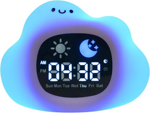 Alarm Clock with Night Light, Cute Cartoon Animal Dogs/Dinosaur/Cat/Litter Bear/Owl/Cloud-Shaped OK to Wake Clock with White Noise, Digital Display Electronic Clock, Dog in Kuwait
