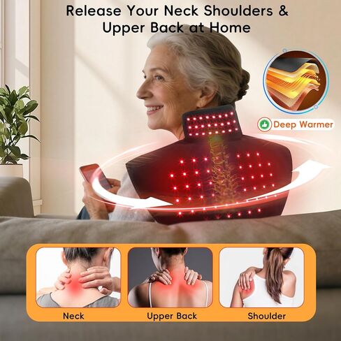 العلاج بالضوء الأحمر بالأشعة تحت الحمراء لتخفيف آلام الرقبة والأكتاف، وسادة تدفئة لاسلكية يمكن ارتداؤها للجسم مع مؤقت، 660 نانومتر و850 نانومتر جهاز علاج بالأشعة تحت الحمراء القريبة للنساء والرجال المسنين لاسترخاء عضلات الظهر العلوية in Kuwait