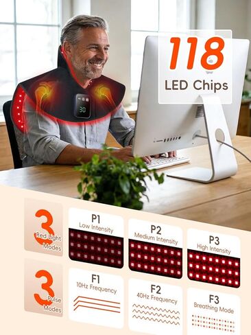 العلاج بالضوء الأحمر بالأشعة تحت الحمراء لتخفيف آلام الرقبة والأكتاف، وسادة تدفئة لاسلكية يمكن ارتداؤها للجسم مع مؤقت، 660 نانومتر و850 نانومتر جهاز علاج بالأشعة تحت الحمراء القريبة للنساء والرجال المسنين لاسترخاء عضلات الظهر العلوية in Kuwait