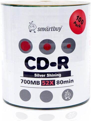 Smartbuy 200 قرص 700 ميجابايت/80 دقيقة 52x CD-R قرص فضي لامع قابل للتسجيل + علامة سوداء دائمة in Kuwait