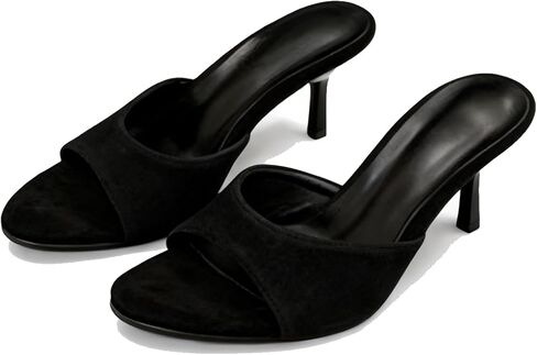 Women's Suede Stiletto Heeled Sandals Sexy Pointed Open Toe Slingback Slip On High Heels Mule Pumps for Daily Party Wedding Dating Wear in Saudi Arabia