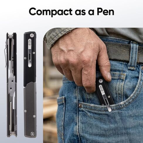 12-in-1 Pen-Sized Folding Fishing Pliers, Marine-Grade Stainless Steel Professional Saltwater Tool with Braid Cutter, Hook Remover & Split Ring Tool, Fishing Gear Gift for Men in Saudi Arabia