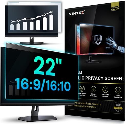 VINTEZ Acrylic 22 Inch Computer Privacy Screen Filter for Widescreen Computer Monitors - 19.3" x 12.5" (490 x 317mm) - Monitor Frame Hanging Type in Saudi Arabia