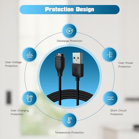 2 حزمة كابل شحن بديل للشاحن الأسود مع قابس غبار أبيض لـ Garmin Vivoactive 6 5 4 4S 3 in Kuwait