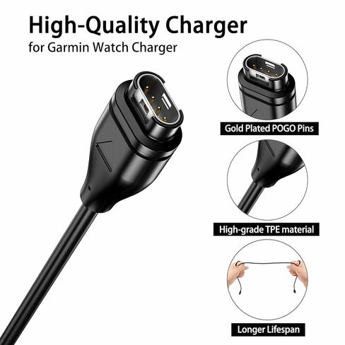 شاحن حائط بديل لساعة جارمين، كابل شحن USB لـ Garmin Vivoactive 6 5 4 4S، Fenix ​​8 7 7S 7X 6S 6 6X 5S 5 5X، Forerunner 55 255 745 165 570، Instinct 2 2S 2x، Venu 2 Plus 2S Sq 2 3S in Kuwait
