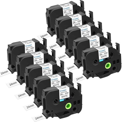 Cruxer 10 Pack Replacement for P-Touch TZe-251 TZ-251 TZe251 Black on White 24mm 0.94 Laminated Label Tape Compatible with Ptouch PT-D600 P700 P750W P710BT 2430PC P900W E500 P950NW Maker in Saudi Arabia