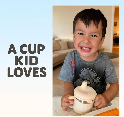 كوب مضاد للانسكاب من الفولاذ المقاوم للصدأ مع غلاف سيليكون بلاتيني، فوهة شرب مقاومة للانسكاب وقش مقاوم للسحب - كوب تدريب للأطفال، مقاوم للتسرب، خالٍ من مادة BPA، آمن للاستخدام في غسالة الأطباق، مزود بمقابض وفرشاة in Kuwait