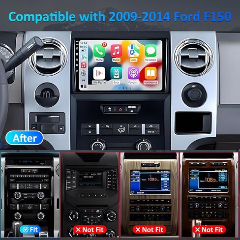 ترقية راديو السيارة 4G + 64G لسيارة Ford F150 2009-2014: ستيريو السيارة Android 15 لراديو F150 مع شاشة لمس 9 بوصة، Carplay اللاسلكي/Android Auto، GPS، WiFi، Bluetooth، صوت FM RDS، SWC، كاميرا احتياطية in Kuwait