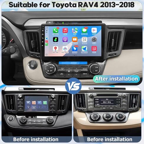 راديو ستيريو للسيارة لسيارة Toyota RAV4 2013 2014 2015 2016 2017 2018 6GB+12GB 10.2 بوصة راديو ستيريو للسيارة بشاشة تعمل باللمس مع Carplay لاسلكي، 14 Android Auto، وحدة رأس ملاحة GPS، بلوتوث in Saudi Arabia
