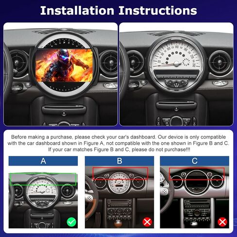 NHOPEEW [4+64GB] راديو Android لسيارة BMW Mini Clubman R55 / Mini Cooper R56 2007-2014: شاشة لمس IPS مقاس 9 بوصات Mini Cooper Carplay Stereo - Android Auto، صفحة رئيسية مخصصة، DSP/EQ، 5G/WiFi، SWC + Canbus in Kuwait