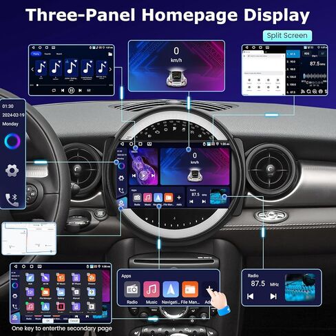 NHOPEEW [4+64GB] راديو Android لسيارة BMW Mini Clubman R55 / Mini Cooper R56 2007-2014: شاشة لمس IPS مقاس 9 بوصات Mini Cooper Carplay Stereo - Android Auto، صفحة رئيسية مخصصة، DSP/EQ، 5G/WiFi، SWC + Canbus in Kuwait