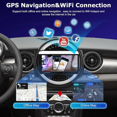 NHOPEEW [4+64GB] راديو Android لسيارة BMW Mini Clubman R55 / Mini Cooper R56 2007-2014: شاشة لمس IPS مقاس 9 بوصات Mini Cooper Carplay Stereo - Android Auto، صفحة رئيسية مخصصة، DSP/EQ، 5G/WiFi، SWC + Canbus in Kuwait
