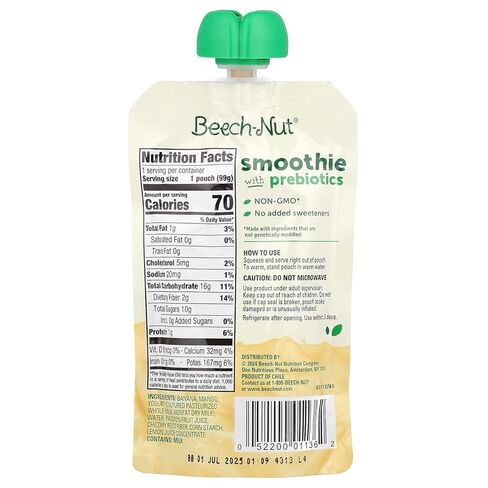 Beech-Nut Smoothie with Prebiotics, Banana, Mango, Passion Fruit & Yogurt, 3.5oz pouch in Saudi Arabia