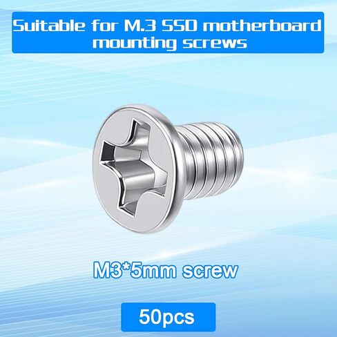 50 Pcs 2.5 inch Hard Drive Screws with 1 Pcs Screwdriver Flat Phillips Head Hard Drive Screws M3 x 5 mm Phillips Flat-Head Screw Replacement Stainless Mounting Screw for Computer PC Laptop Case Silver in Saudi Arabia