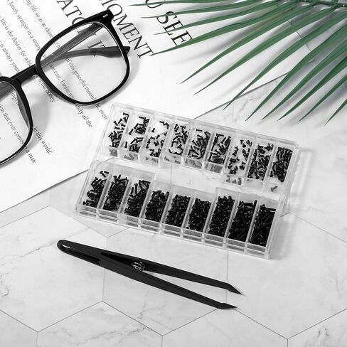 500 Pcs Micro Glasses Screws Repair Kit, Black Screw Assortment Kit with Screwdriver and Tweezers, Laptop Screw, Small Replacement Screws for Eyeglasses, Watches, Electronics (Black) in Saudi Arabia
