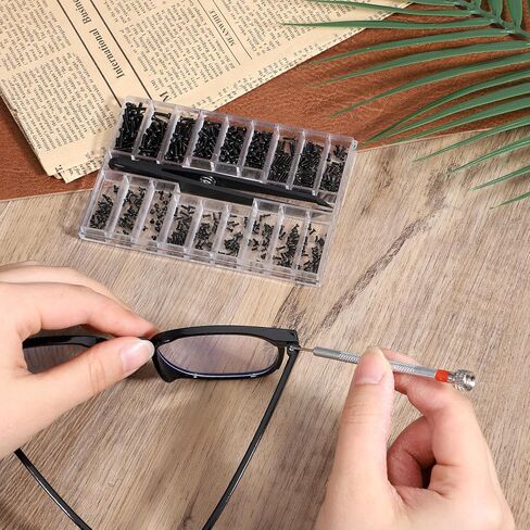 500 Pcs Micro Glasses Screws Repair Kit, Black Screw Assortment Kit with Screwdriver and Tweezers, Laptop Screw, Small Replacement Screws for Eyeglasses, Watches, Electronics (Black) in Saudi Arabia