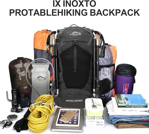 IX INOXTO Hiking Backpack, Waterproof Hiking Daypack with Rain Cover, Lightweight Travel Camping Backpack for Men Women (Black Without 3L) in Saudi Arabia