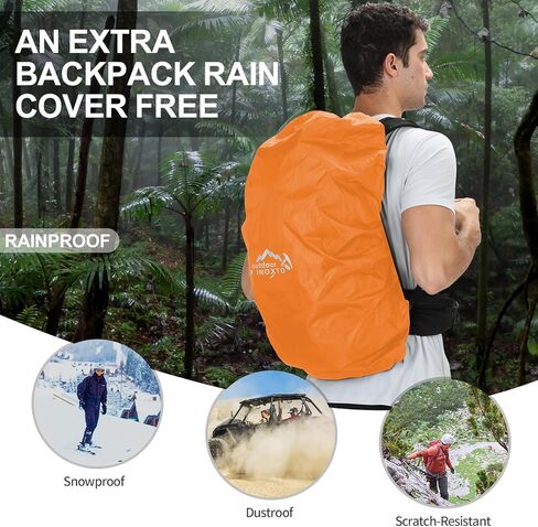 IX INOXTO Hiking Backpack, Waterproof Hiking Daypack with Rain Cover, Lightweight Travel Camping Backpack for Men Women (Black Without 3L) in Saudi Arabia