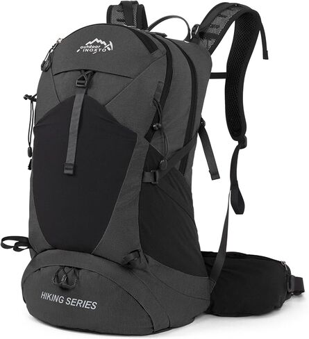 IX INOXTO Hiking Backpack, Waterproof Hiking Daypack with Rain Cover, Lightweight Travel Camping Backpack for Men Women (Black Without 3L) in Saudi Arabia