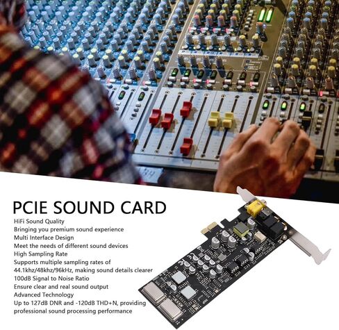 VBESTLIFE PCIE Sound Card, Support for CM6635, HiFi, 127dB & -120dB THD N, 16/24bit Sound Card PCI Express Adapter in Saudi Arabia
