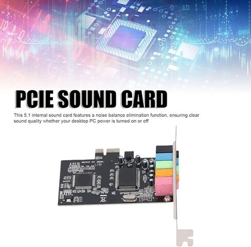 بطاقة صوت EBTOOLS 5.1 PCIe للكمبيوتر الشخصي، بطاقة صوت محيطي استريو ثلاثية الأبعاد مع دعامة منخفضة وإزالة توازن الضوضاء، استريو 32/64 بت، لسطح المكتب Vista 32 64 بت in Kuwait