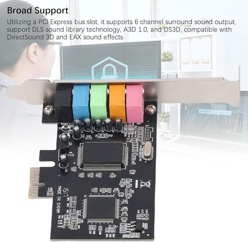 بطاقة صوت EBTOOLS 5.1 PCIe للكمبيوتر الشخصي، بطاقة صوت محيطي استريو ثلاثية الأبعاد مع دعامة منخفضة وإزالة توازن الضوضاء، استريو 32/64 بت، لسطح المكتب Vista 32 64 بت in Kuwait