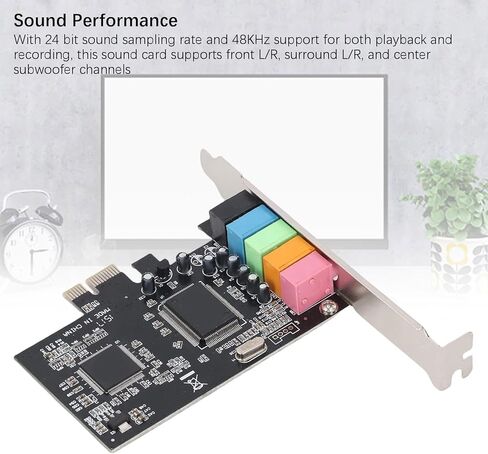 بطاقة صوت EBTOOLS 5.1 PCIe للكمبيوتر الشخصي، بطاقة صوت محيطي استريو ثلاثية الأبعاد مع دعامة منخفضة وإزالة توازن الضوضاء، استريو 32/64 بت، لسطح المكتب Vista 32 64 بت in Kuwait
